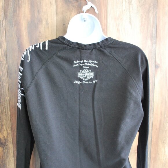 Harley Davidson V Neck Long Tee Black Women's Medium - Picture 4 of 6